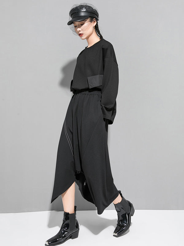 Urban Irregular Solid Color Elasticity Wide Leg Harem Pants
