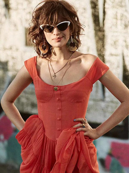 Fashion Solid Strap Bohemia Mini Dress