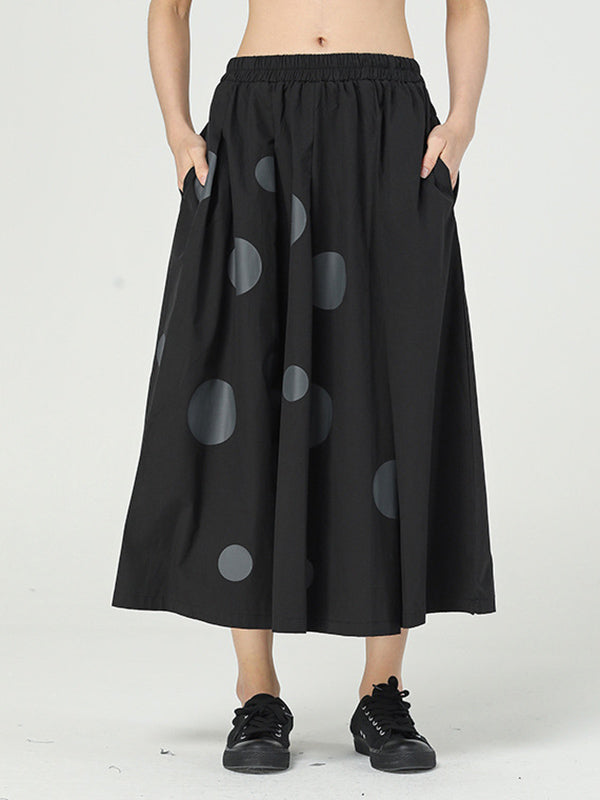 Stylish Asymmetric Polka-Dot Wide Leg Loose Pants