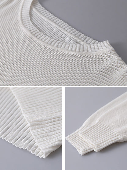Simple Solid Color Round-Neck Long Sleeves Knitwear