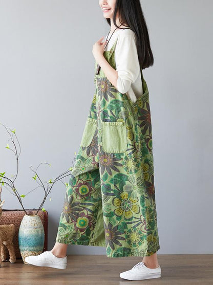 Vintage Loose Printed Wide Leg Pants