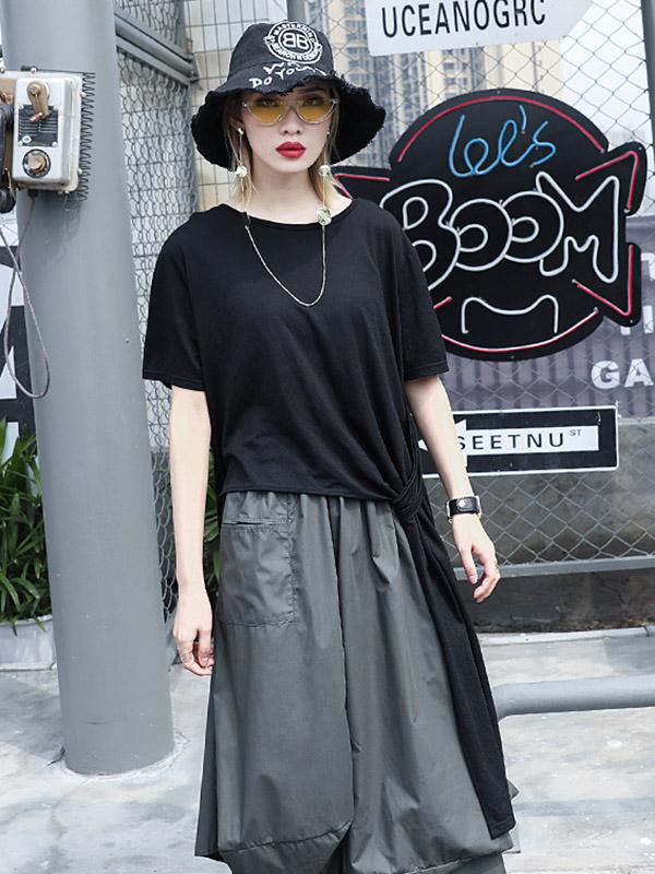 Cropped High-low Loose Plus Size T-shirt Top