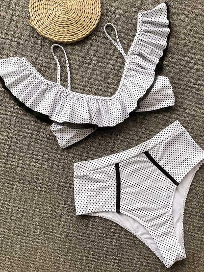 Polka-dot Falbala Bikinis Swimwear