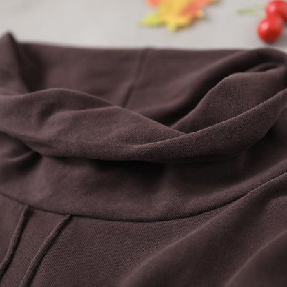 Buykud Casual Irregular Pure Color Turtleneck Blouse