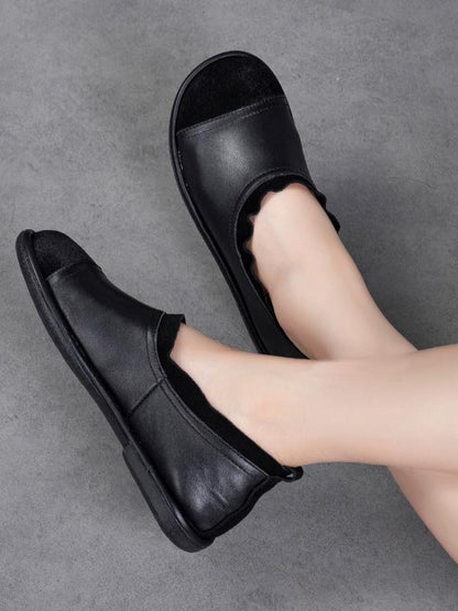 Original Flat Heel Falbala Leather Shoes