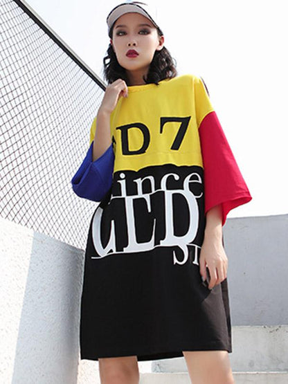Loose Printed Letter T-Shirt Dress