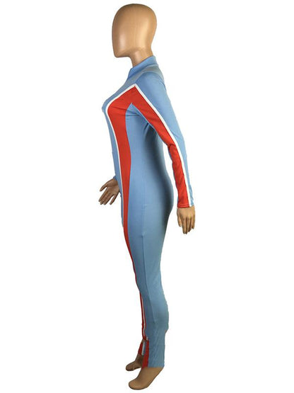 Fashion Casual Color-Block Sports Jumpsuits