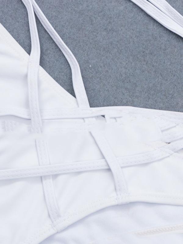 White Lace-Up Bikini Swimsuit