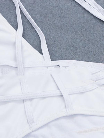 White Lace-Up Bikini Swimsuit