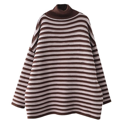 Buykud Classic Stripes Comfortable Casual Turtleneck Sweater