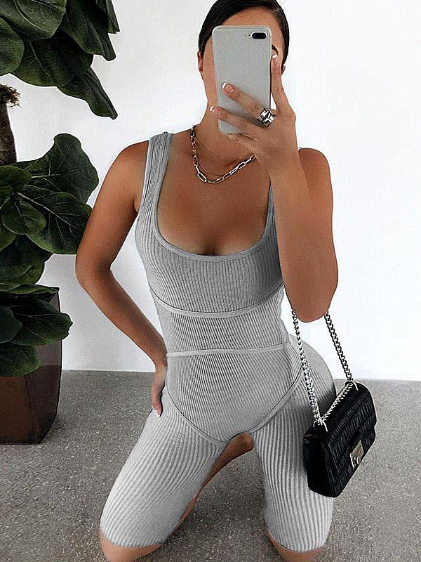 Sexy Solid Wrap Sleeveless Jumpsuits Bottoms