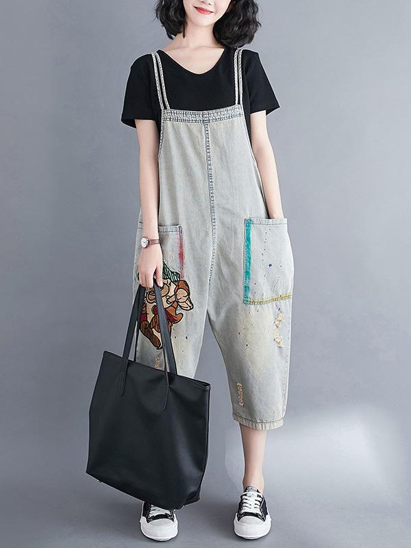 Original Cartoon Print Harem Jumpsuits