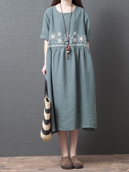 Loose A-line Cotton Long Dress