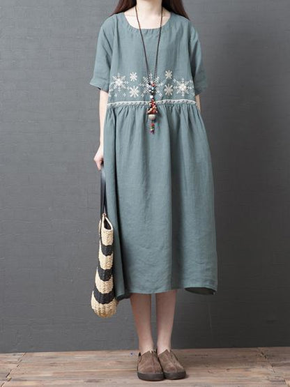 Loose A-line Cotton Long Dress