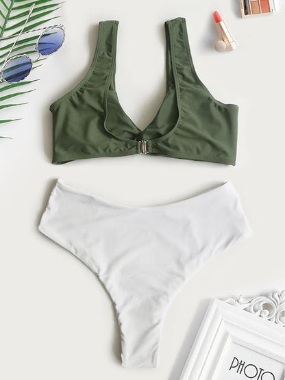 Plain White Bottom Bikinis Swimwear