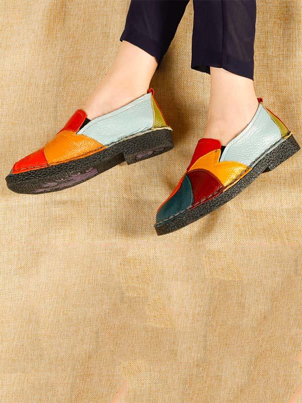 Multicolor Split-joint Slip-on Shoes