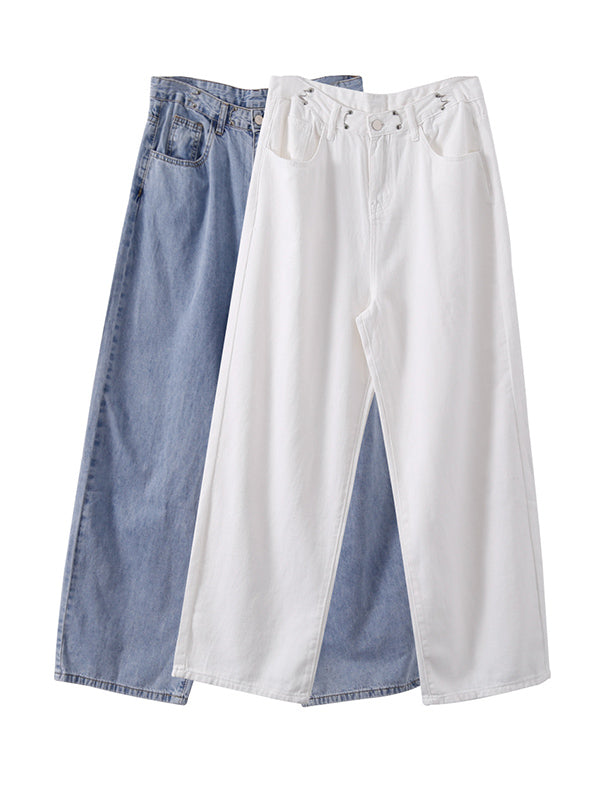 Urban Solid Color Empire Wide Leg Jean Pants