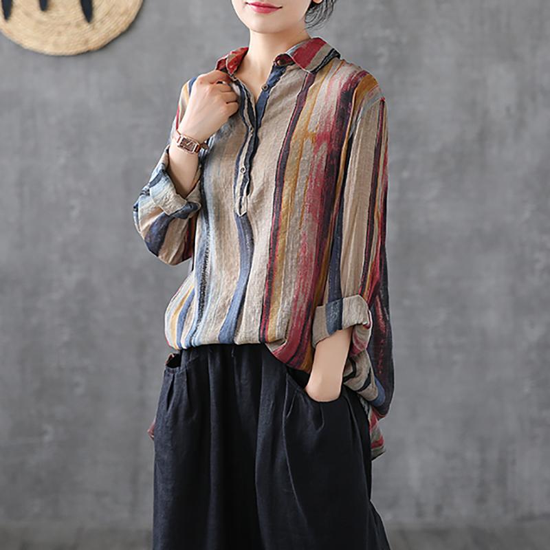 Buykud Printed Casual Turn-down Collar Comfortable Shirt