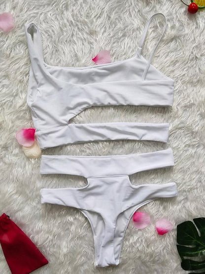 Hollow Sexy Solid Bikinis Swimwear