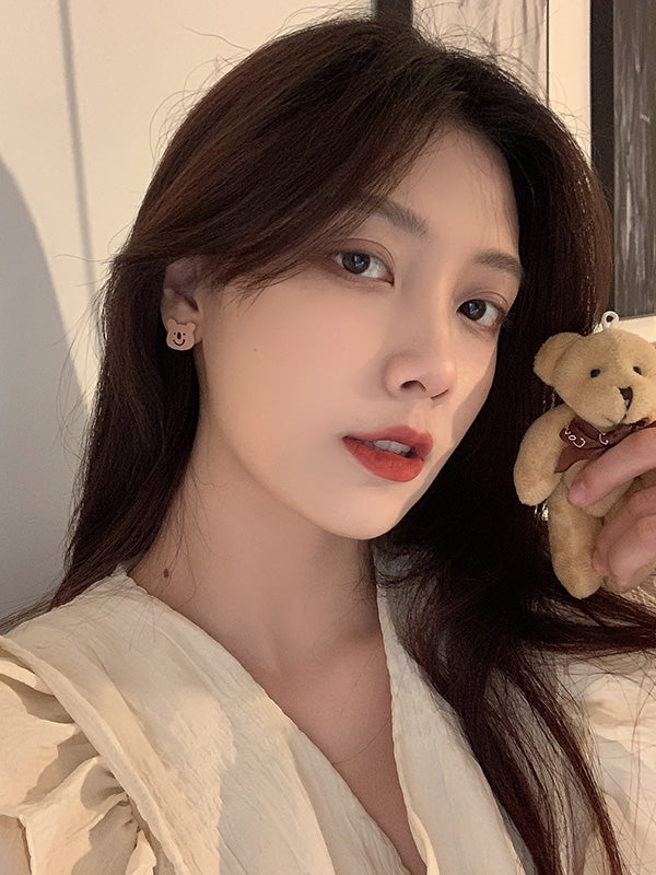 Cute Cartoon Smile Bear Printed Earrings