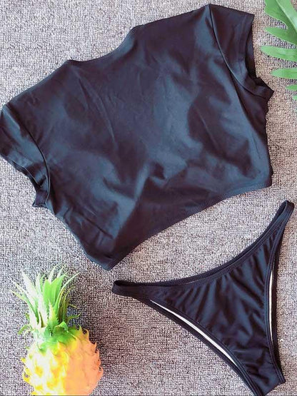 V-neck Short Sleeves Bikinis Swimwear