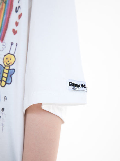 Original Round-Neck Cartoon Printed Loose T-Shirts Tops