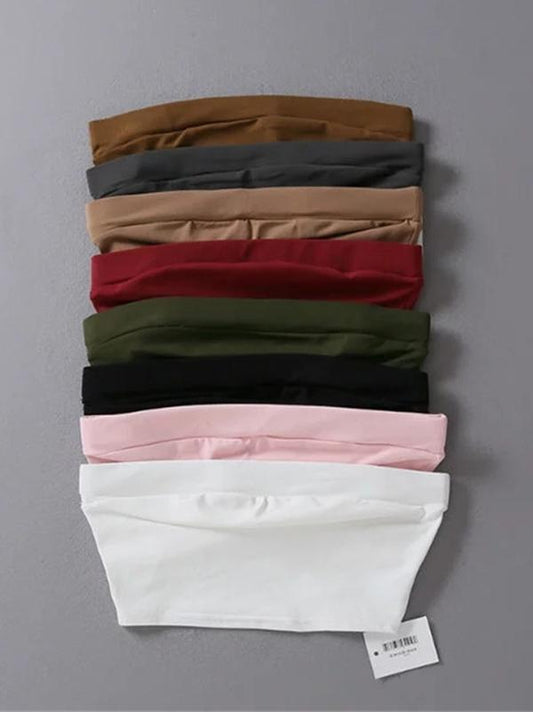 Elastic Wrap Sleeveless Strapless Vest Top