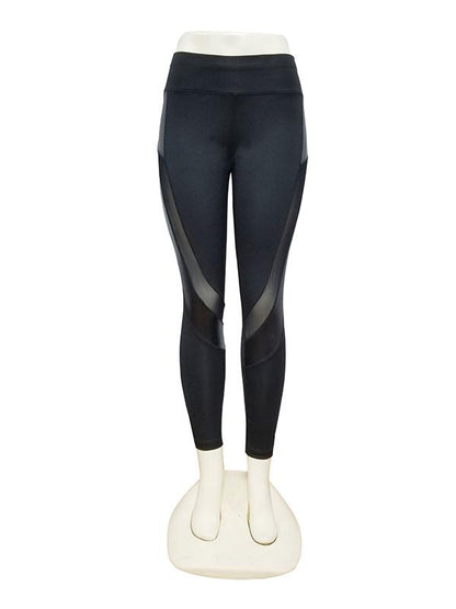 Mesh Split-joint PU Leather Sports Legging