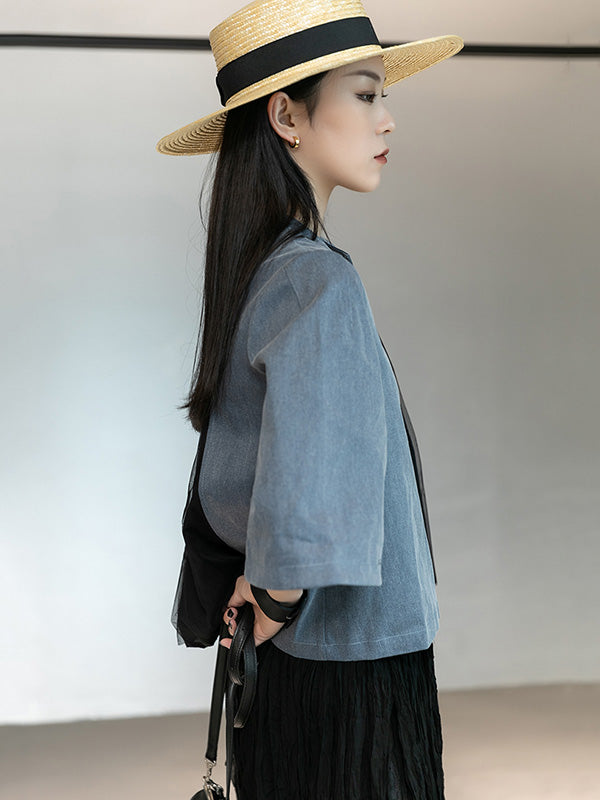 Urban Denim Split-Joint Flared Sleeves T-Shirt