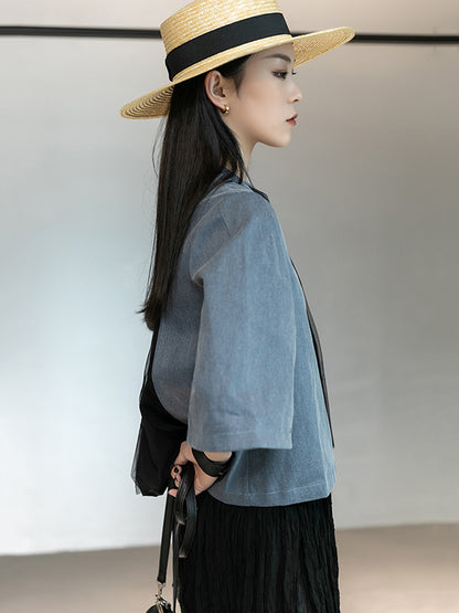 Urban Denim Split-Joint Flared Sleeves T-Shirt