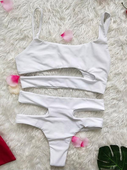 Hollow Sexy Solid Bikinis Swimwear
