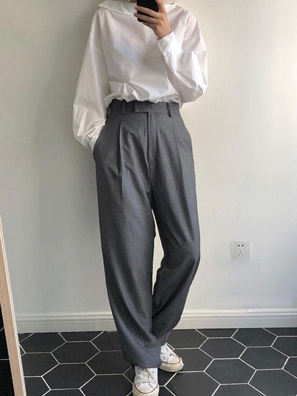 COMFORTABLE LOOSE GREY EMPIRE SUIT PANTS