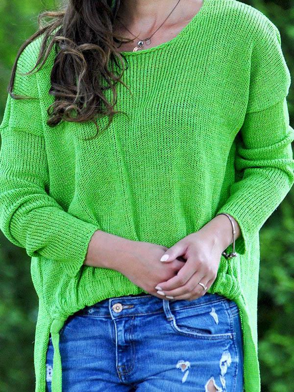 Round-Neck Solid Loose Knitting Sweater