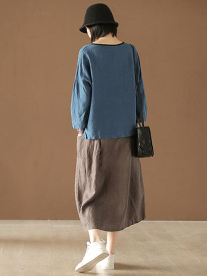 Retro Linen Embroidered T-shirts