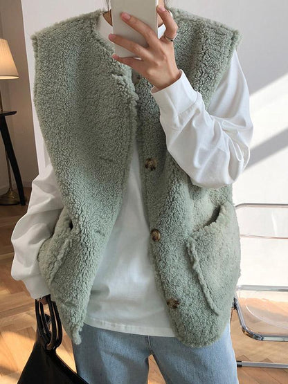 Casual Lamb Wool Vest Top