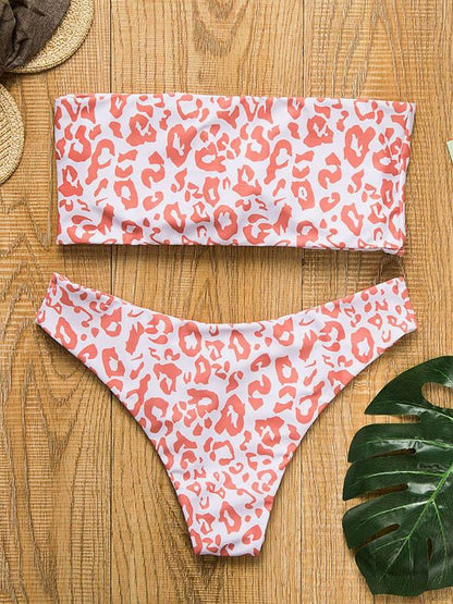 Bandeau Flowers&Leaves Printed Bikini