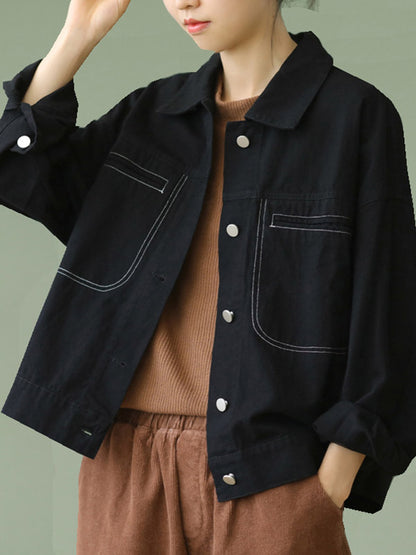 Urban Solid Color Lapel Single Breasted Jacket