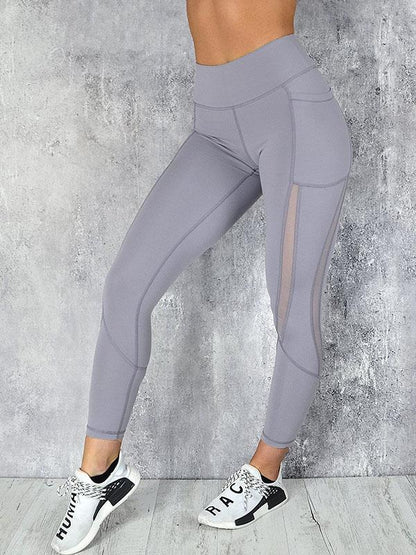 Sports Solid Mesh Insert Leggings