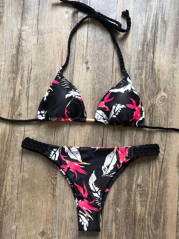 Printed Triangles Triangles Split Bikini Swimsuit