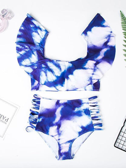 Off-the-shoulder Hollow Bottom Bikinis Swimwear