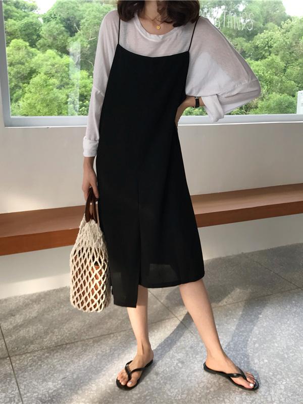 Cropped Split-front Simple Midi Dresses