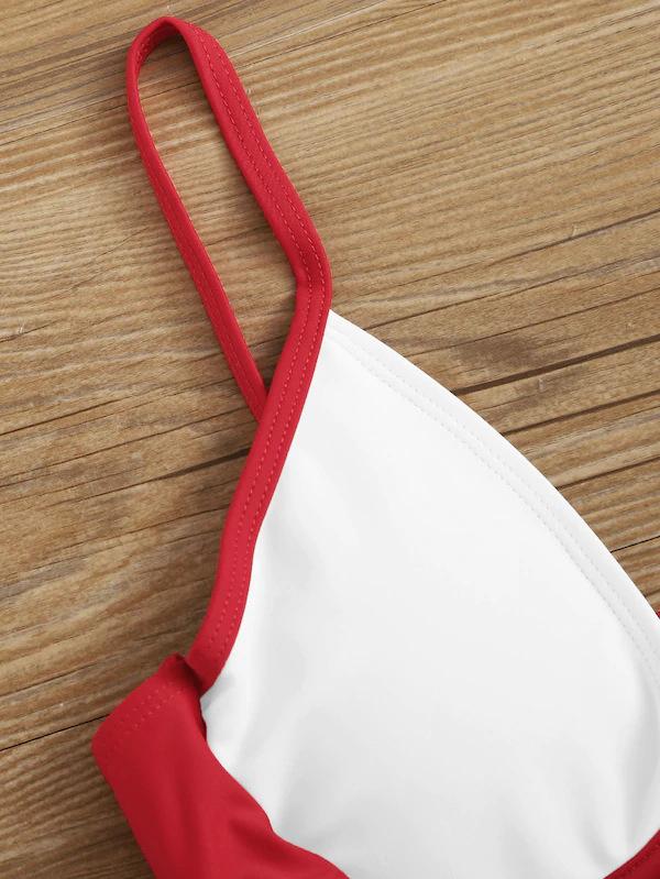 Solid Color Split-Joint Split Bikini Swimsuit
