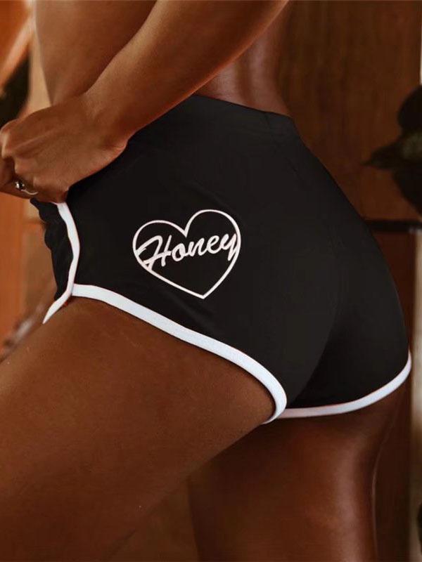 Contrast Color Printed Wrap Sports Shorts