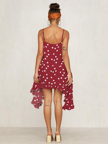 Bohemia Spaghetti-neck Dot Mini Dresses