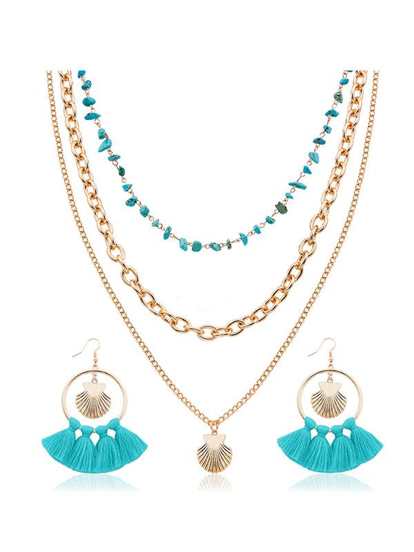 Shell  Tassel Earring And Necklace Accessories