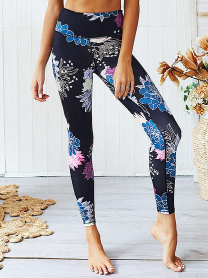 Flower Printed Sports Bra And Leggings Yoga Suits