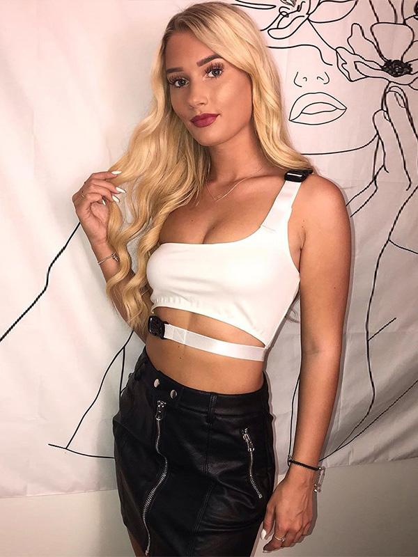 Fashion Punk Solid One-Shoulder Vest Top