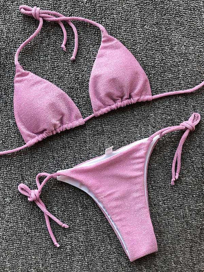 Shining Solid Fashion Bikinis Swimwear