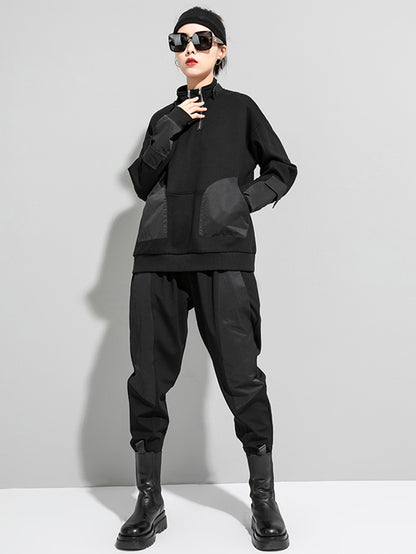 Urban Punk Stand Collar Split-Joint Zipper Sweatshirt