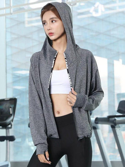 Printed Zipper Long Sleeves Sports Sweat Shirts
